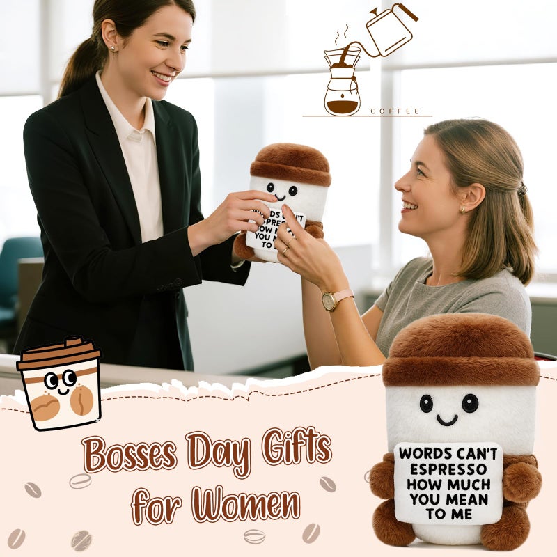 Jettryran Emotional Positive Support Latte Christmas Birthday Gifts for Women Men Gag White Elephnat Gifts for Adults Farewell Gift for Coworkers Unique Appreciation Gift Basket Plush Coffee Mugs Coffee Lover - Image 5